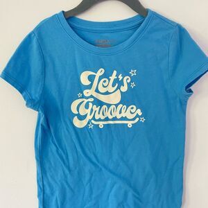 Blue Kids T-Shirt with 'Let's Groove' Print s(4/5)